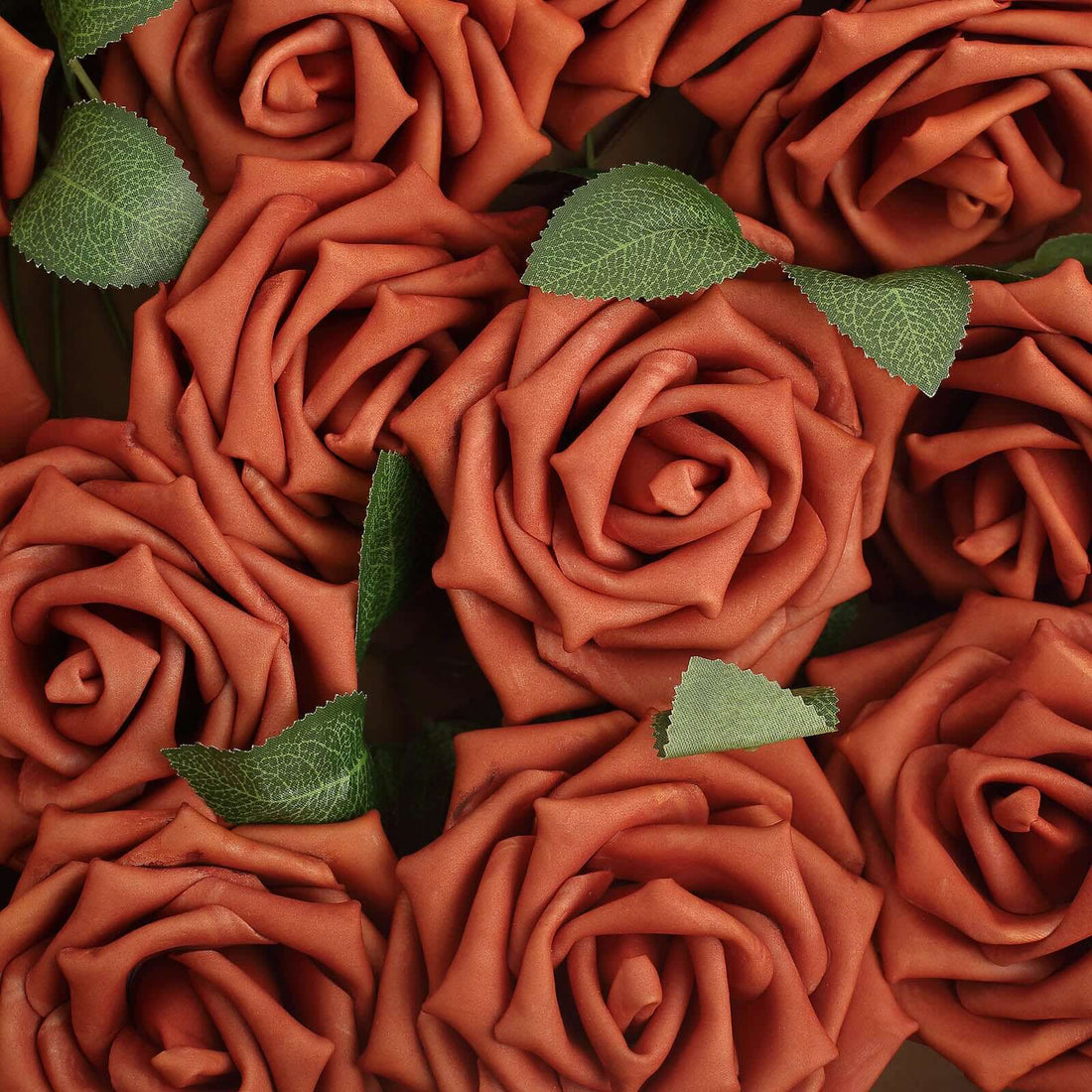 24 Terracotta Artificial Roses with Stem | eFavormart
