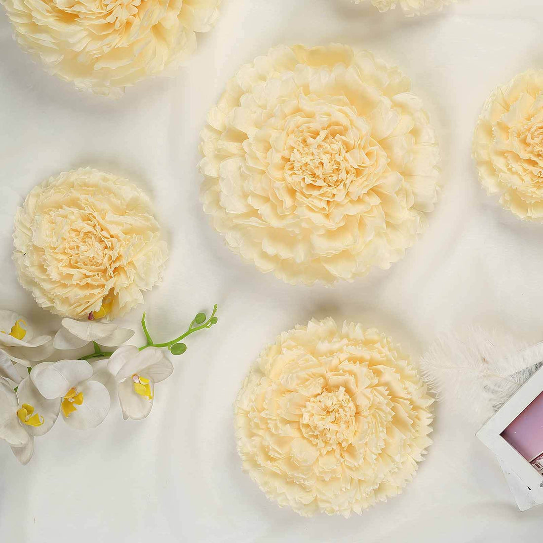 Ivory Cream Carnation 3D Paper Flowers Wall Decor | eFavormart