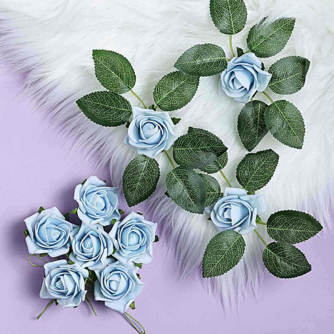 24 Dusty Blue Roses Artificial Foam Flowers | eFavormart