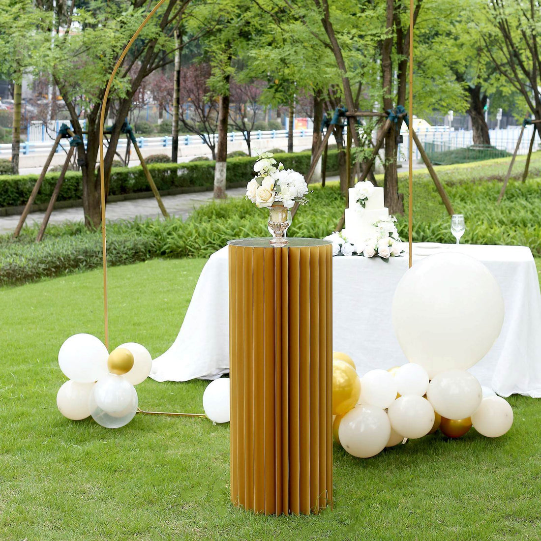 Gold Cylinder Pedestal Stand 40