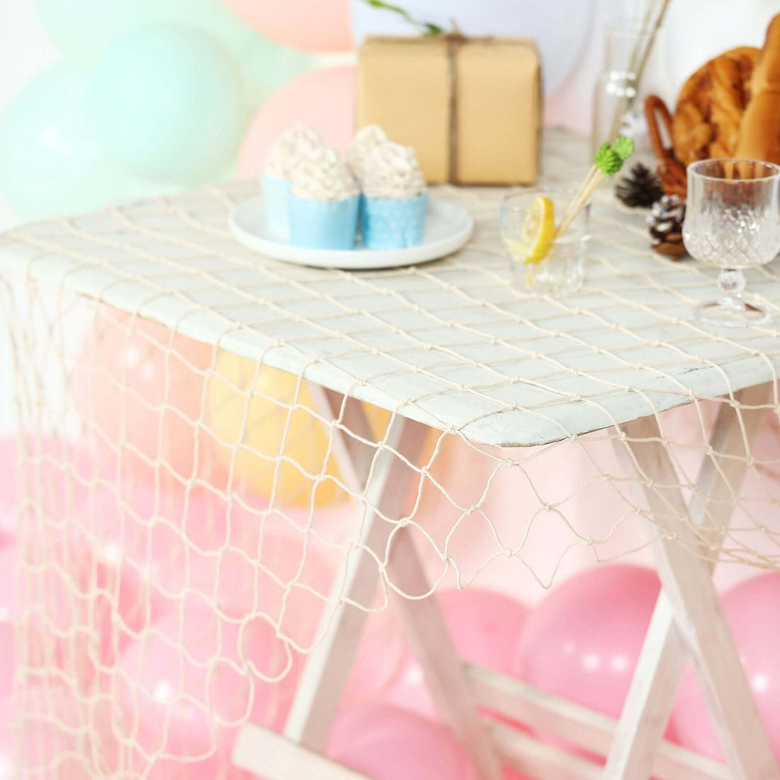 Fish Net Backdrop Natural Cotton Fish Net Backdrop 5ftx5ft | eFavormart
