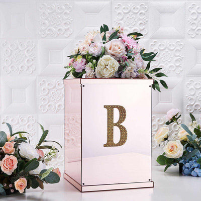 Decorative Rhinestone Alphabet "B" Letter Stickers 6", Gold Glitter Adhesive Craft Letters - DIY Sparkle Embellishments
