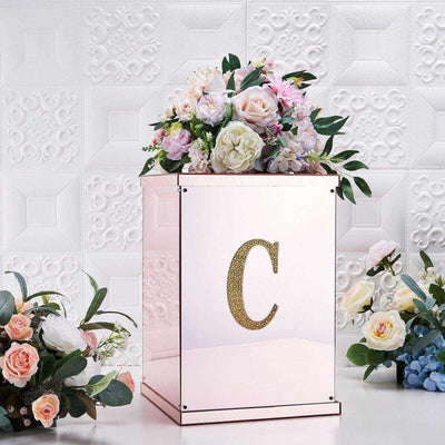 Decorative Rhinestone Alphabet "C" Letter Stickers 6", Gold Glitter Adhesive Craft Letters - DIY Sparkle Embellishments