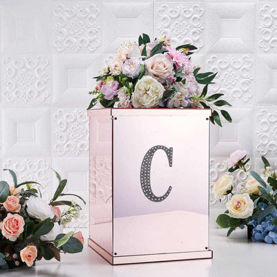 Decorative Rhinestone Alphabet "C" Letter Stickers 6", Silver Glitter Adhesive Craft Letters - DIY Sparkle Embellishments