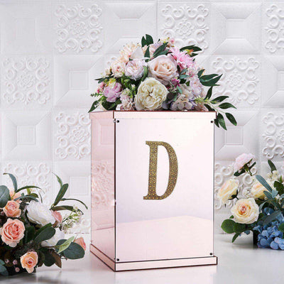 Decorative Rhinestone Alphabet "D" Letter Stickers 6", Gold Glitter Adhesive Craft Letters - DIY Sparkle Embellishments