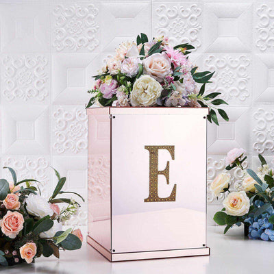 Decorative Rhinestone Alphabet "E" Letter Stickers 6", Gold Glitter Adhesive Craft Letters - DIY Sparkle Embellishments