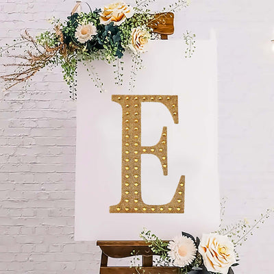 Decorative Rhinestone Alphabet "E" Letter Stickers 8", Gold Glitter Adhesive Craft Letters - DIY Sparkle Embellishments