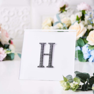 Decorative Rhinestone Alphabet "H" Letter Stickers 4", Black Glitter Adhesive Craft Letters - DIY Sparkle Embellishments