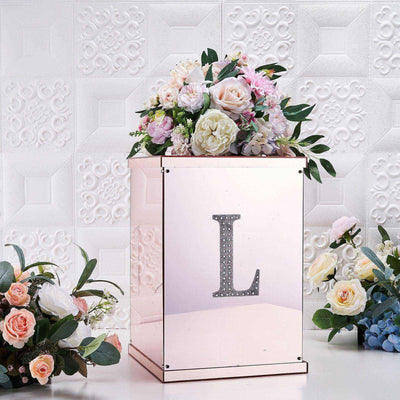 Decorative Rhinestone Alphabet "L" Letter Stickers 6", Silver Glitter Adhesive Craft Letters - DIY Sparkle Embellishments