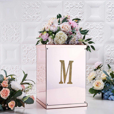 Decorative Rhinestone Alphabet "M" Letter Stickers 6", Gold Glitter Adhesive Craft Letters - DIY Sparkle Embellishments