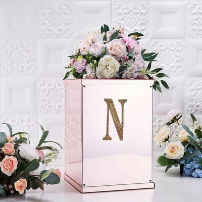 Decorative Rhinestone Alphabet "N" Letter Stickers 6", Gold Glitter Adhesive Craft Letters - DIY Sparkle Embellishments