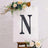 Decorative black letter "N" on a floral backdrop.