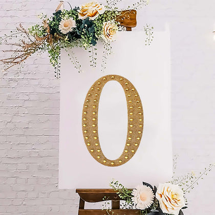 Decorative Rhinestone Alphabet "O" Letter Stickers 8", Gold Glitter Adhesive Craft Letters - DIY Sparkle Embellishments
