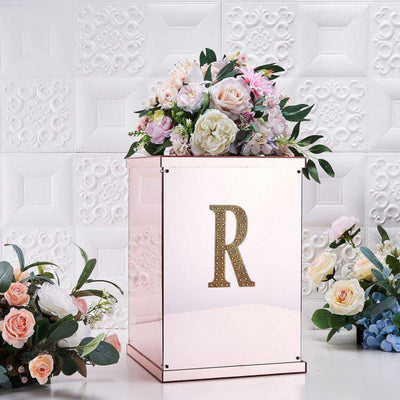 Decorative Rhinestone Alphabet "R" Letter Stickers 6", Gold Glitter Adhesive Craft Letters - DIY Sparkle Embellishments