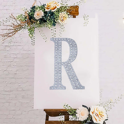 Decorative Rhinestone Alphabet "R" Letter Stickers 8", Silver Glitter Adhesive Craft Letters - DIY Sparkle Embellishments