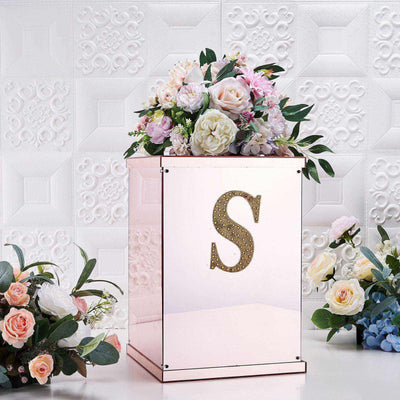 Decorative Rhinestone Alphabet "S" Letter Stickers 6", Gold Glitter Adhesive Craft Letters - DIY Sparkle Embellishments