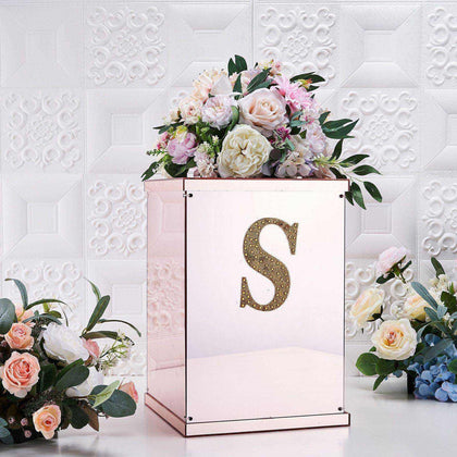 Decorative Rhinestone Alphabet "S" Letter Stickers 6", Gold Glitter Adhesive Craft Letters - DIY Sparkle Embellishments