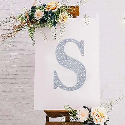 Decorative Rhinestone Alphabet "S" Letter Stickers 8", Silver Glitter Adhesive Craft Letters - DIY Sparkle Embellishments