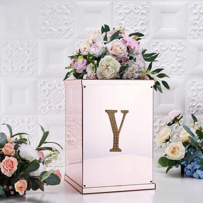 Decorative Rhinestone Alphabet "Y" Letter Stickers 6", Gold Glitter Adhesive Craft Letters - DIY Sparkle Embellishments