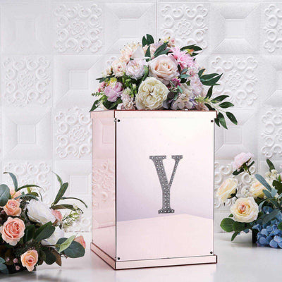 Decorative Rhinestone Alphabet "Y" Letter Stickers 6", Silver Glitter Adhesive Craft Letters - DIY Sparkle Embellishments