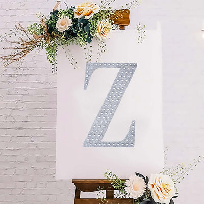 Decorative Rhinestone Alphabet "Z" Letter Stickers 8", Silver Glitter Adhesive Craft Letters - DIY Sparkle Embellishments