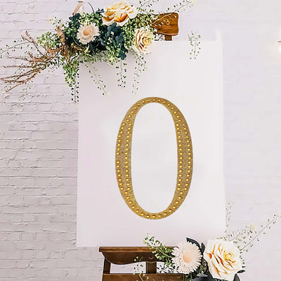 Decorative Rhinestone Number "0" Stickers 8", Gold Glitter Adhesive Craft Numbers - DIY Sparkle Embellishments