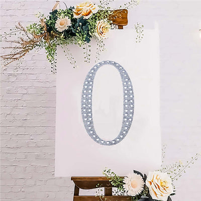 Decorative Rhinestone Number "0" Stickers 8", Silver Glitter Adhesive Craft Numbers - DIY Sparkle Embellishments