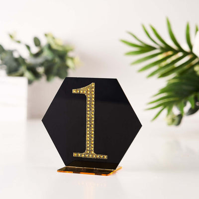 Decorative Rhinestone Number "1" Stickers 4", Gold Glitter Adhesive Craft Numbers - DIY Sparkle Embellishments