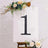 Decorative sign with number one surrounded by flowers on an easel.