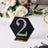 Elegant black table number with rhinestones, perfect for weddings or events.