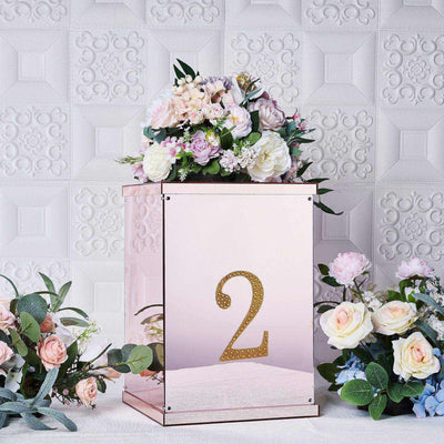Decorative Rhinestone Number "2" Stickers 6", Gold Glitter Adhesive Craft Numbers - DIY Sparkle Embellishments
