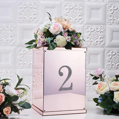 Decorative Rhinestone Number "2" Stickers 6", Silver Glitter Adhesive Craft Numbers - DIY Sparkle Embellishments