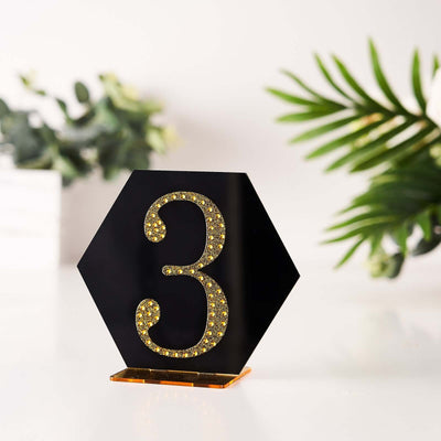 Decorative Rhinestone Number "3" Stickers 4", Gold Glitter Adhesive Craft Numbers - DIY Sparkle Embellishments