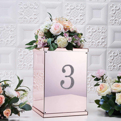 Decorative Rhinestone Number "3" Stickers 6", Silver Glitter Adhesive Craft Numbers - DIY Sparkle Embellishments