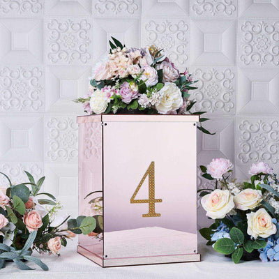 Decorative Rhinestone Number "4" Stickers 6", Gold Glitter Adhesive Craft Numbers - DIY Sparkle Embellishments