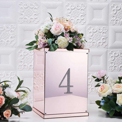 Decorative Rhinestone Number "4" Stickers 6", Silver Glitter Adhesive Craft Numbers - DIY Sparkle Embellishments