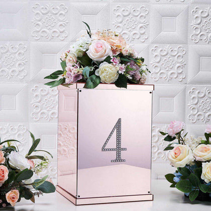 Decorative Rhinestone Number "4" Stickers 6", Silver Glitter Adhesive Craft Numbers - DIY Sparkle Embellishments
