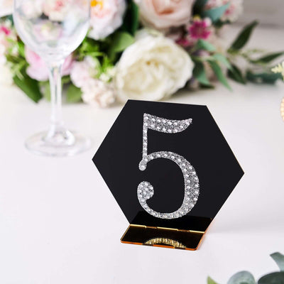 Decorative Rhinestone Number "5" Stickers 4", Silver Glitter Adhesive Craft Numbers - DIY Sparkle Embellishments