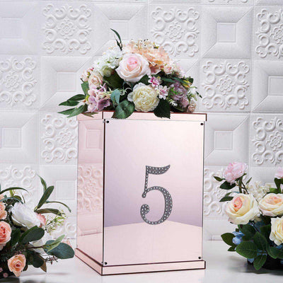 Decorative Rhinestone Number "5" Stickers 6", Silver Glitter Adhesive Craft Numbers - DIY Sparkle Embellishments