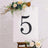 Decorative number 5 on an easel with floral accents.