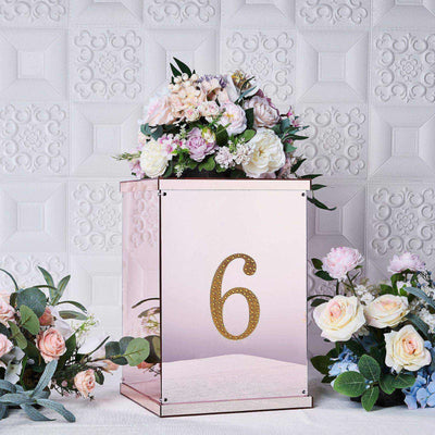 Decorative Rhinestone Number "6" Stickers 6", Gold Glitter Adhesive Craft Numbers - DIY Sparkle Embellishments