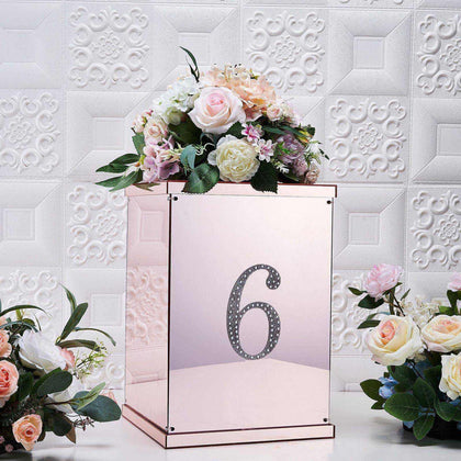 Decorative Rhinestone Number "6" Stickers 6", Silver Glitter Adhesive Craft Numbers - DIY Sparkle Embellishments