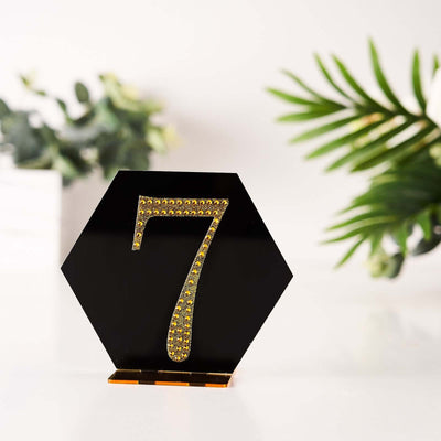 Decorative Rhinestone Number "7" Stickers 4", Gold Glitter Adhesive Craft Numbers - DIY Sparkle Embellishments