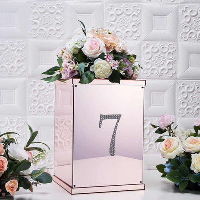Decorative Rhinestone Number "7" Stickers 6", Silver Glitter Adhesive Craft Numbers - DIY Sparkle Embellishments