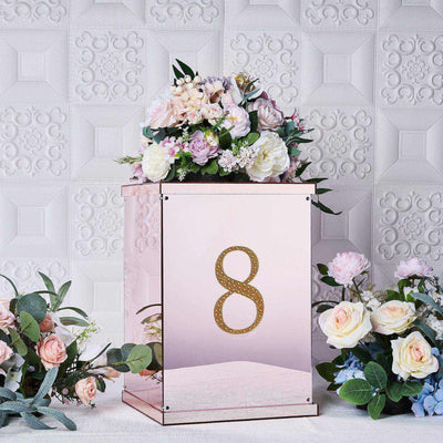 Decorative Rhinestone Number "8" Stickers 6", Gold Glitter Adhesive Craft Numbers - DIY Sparkle Embellishments