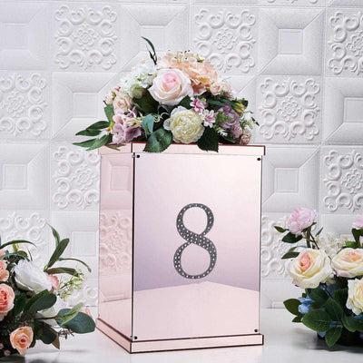 Decorative Rhinestone Number "8" Stickers 6", Silver Glitter Adhesive Craft Numbers - DIY Sparkle Embellishments