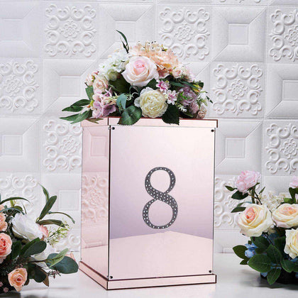 Decorative Rhinestone Number "8" Stickers 6", Silver Glitter Adhesive Craft Numbers - DIY Sparkle Embellishments