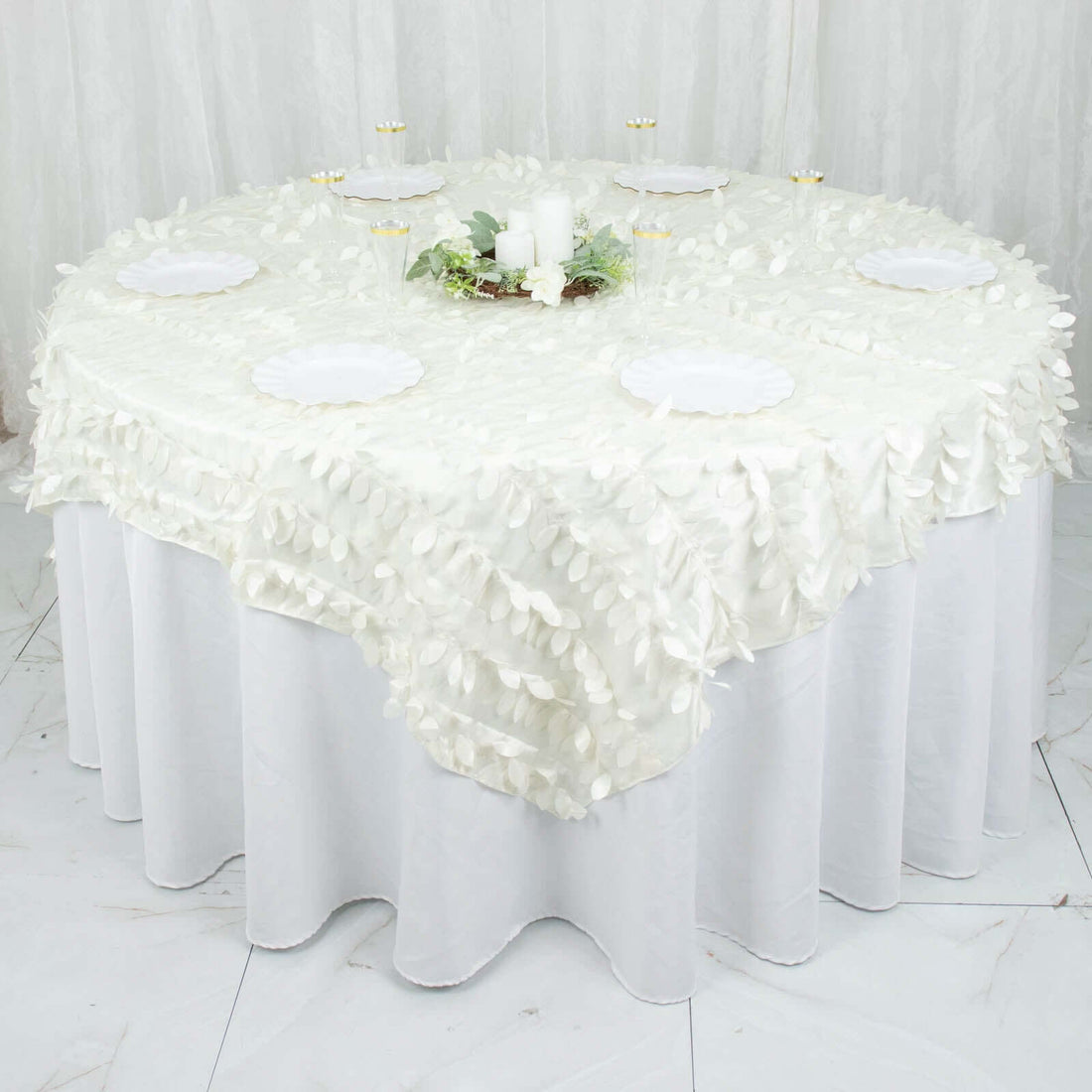 Ivory Overlay Rectangular Table Leaf Taffeta Table Overlay 72