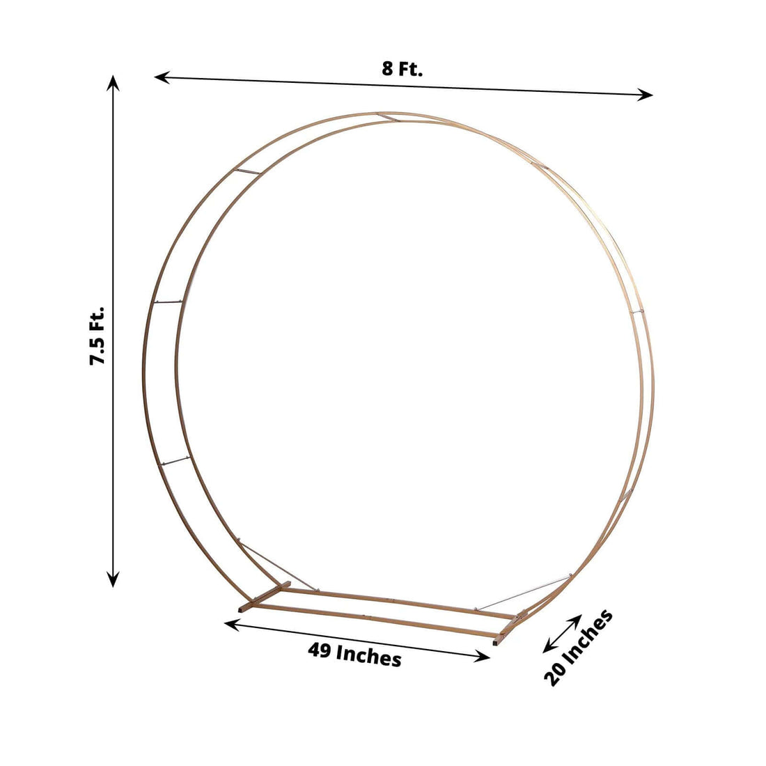 Gold Metal Double Hoop Wedding Arch 7.5ft | eFavormart