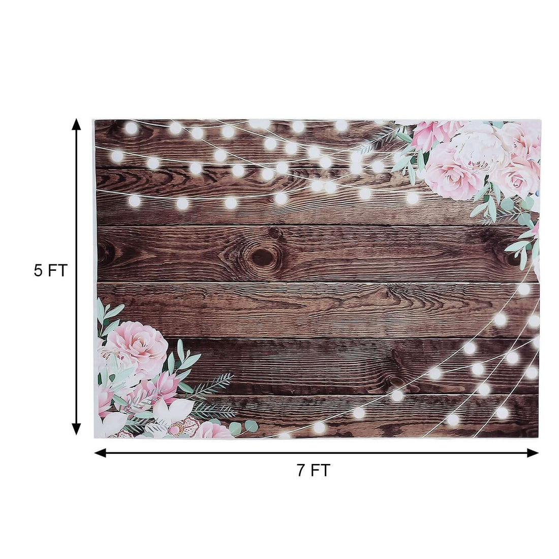 Rustic Wood String Lights Vinyl Backdrop | eFavormart